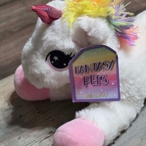 Kellytoy Unicorn White Purple Rainbow Star Soft Plush Fantasy Pet Toy 14"